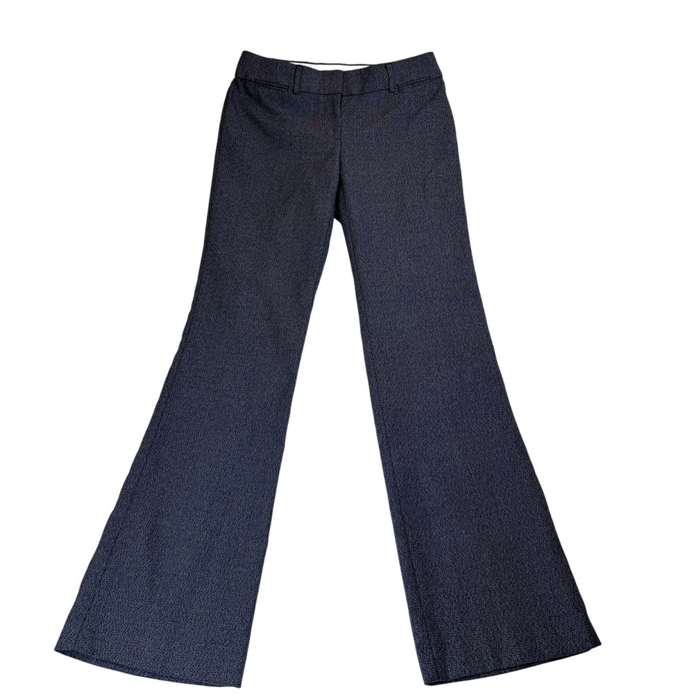 Loft Marisa Trouser Pants Blue White Textured Straight Leg Workwear- Women's‎ 0